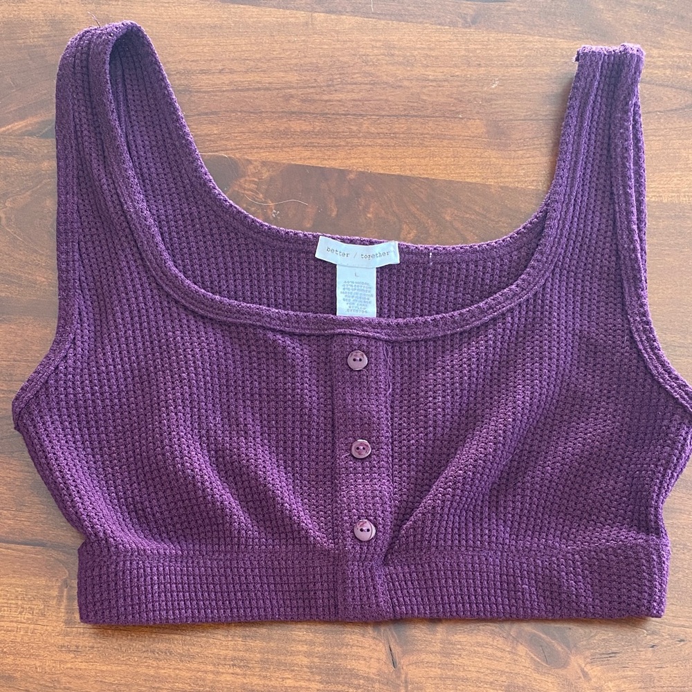 LAST CHANCE! Better Together Waffle Knit Crop Top in Purple - size Large